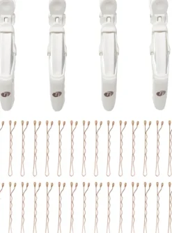 Clip Kit with 4 Alligator Clips and 30 Rose Gold Bobby Pins|T3 Outlet