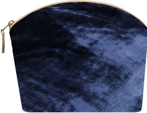 LAVENDER MAKE UP BAG NAVY SILK VELVET|Holistic Silk Sale