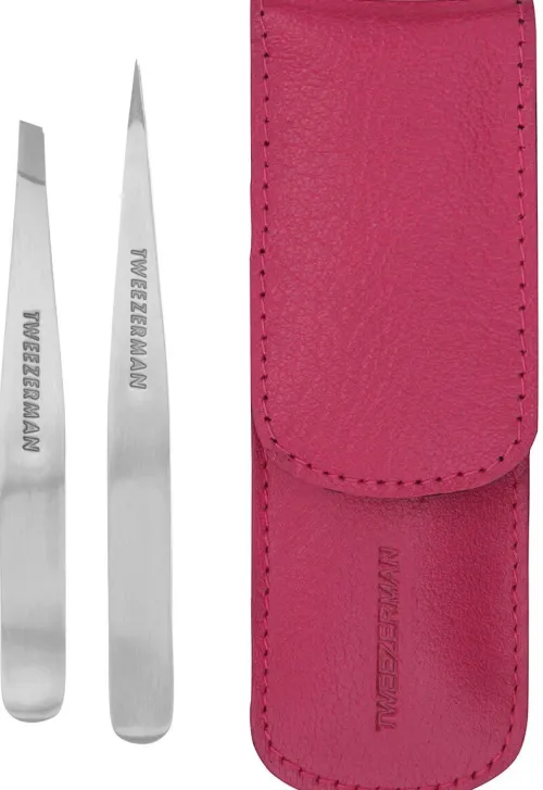 Petite Tweeze Set With Pink Case|Tweezerman New