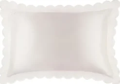 Pure Silk Queen Pillowcase with scalloped edge - white|Slip New