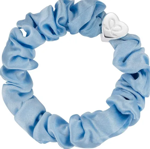 Silver Heart Silk Scrunchie Sky Blue|By Eloise New