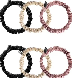 Skinny Scrunchie Set - Damask Rose, Dusty Gold & Black Jade|Drowsy Outlet