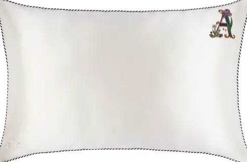 pure silk initial collection queen pillowcase - white|Slip Best